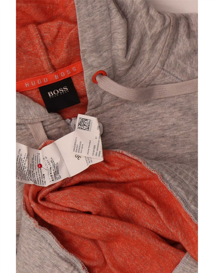 HUGO BOSS Pull à capuche zippé en coton gris moyen