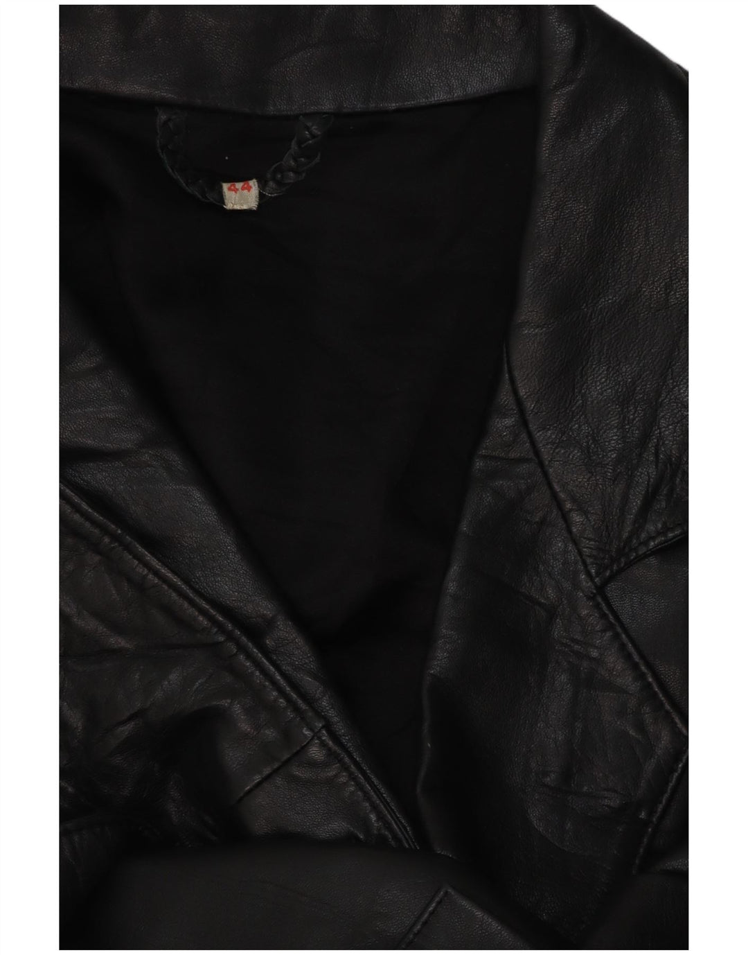 VINTAGE Veste blazer en cuir double boutonnage femme EU 44 XL Noir
