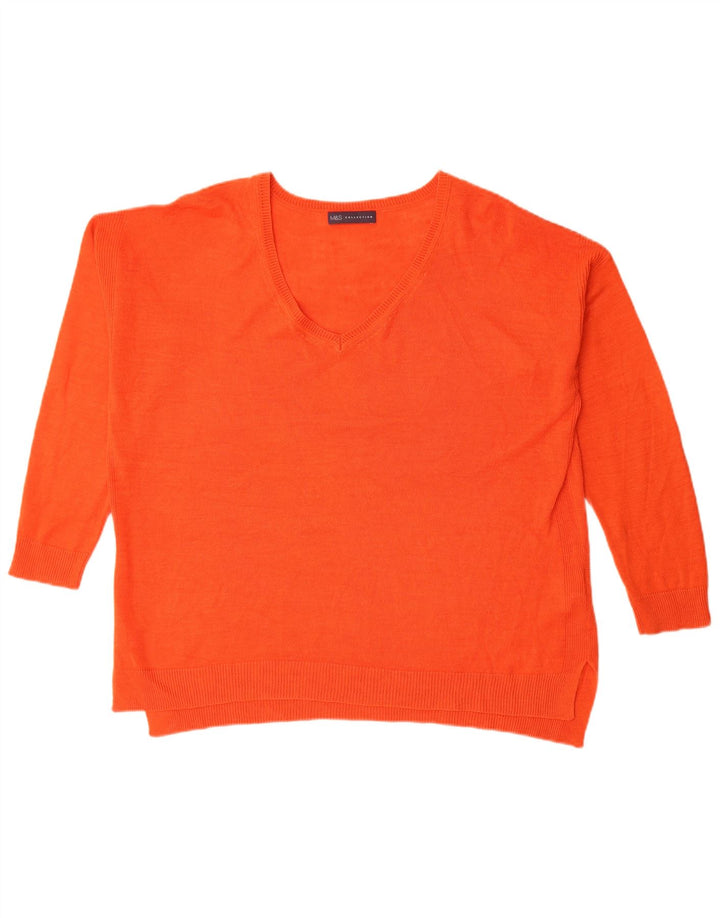 Marks & Spencer Pull surdimensionné à col en V pour femme UK 14 Large Orange