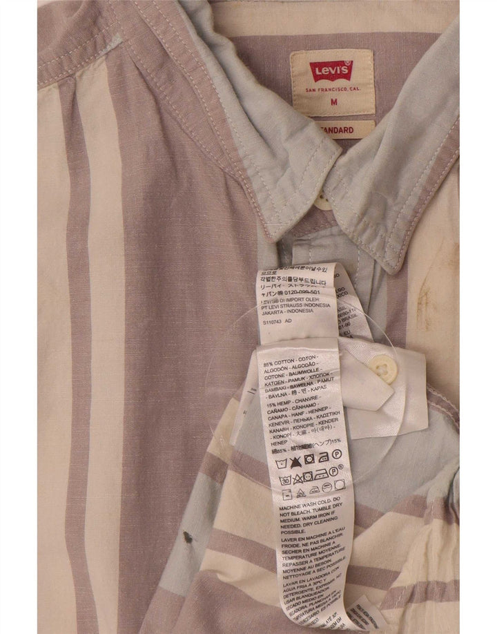 Levi's Chemise à Manches Courtes Standard Homme Gris Moyen Rayé Coton