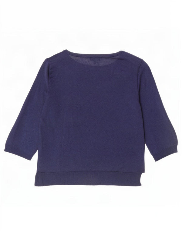 Massimo Dutti Pull à manches 3/4 et col bateau pour femme UK 16 Large Navy B