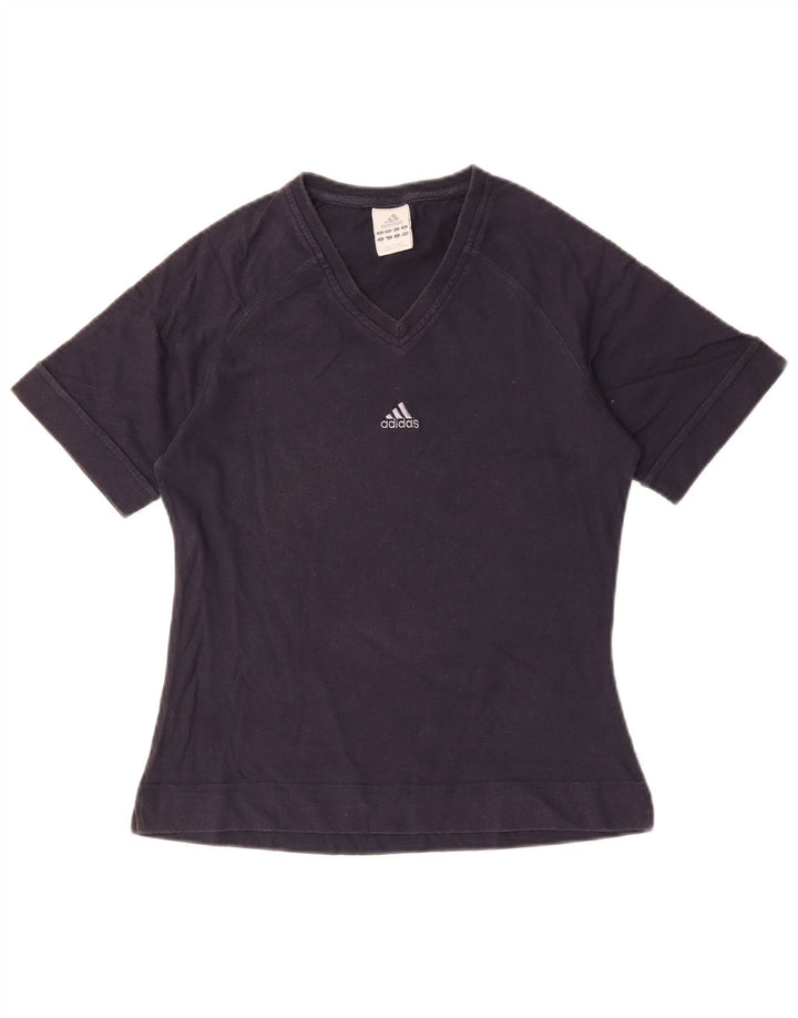 Adidas T-Shirt Femme Top UK 12 Coton Bleu Marine Moyen