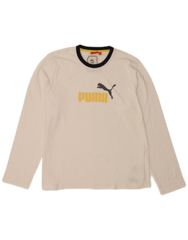 Puma Haut graphique à manches longues XL en coton blanc pour homme