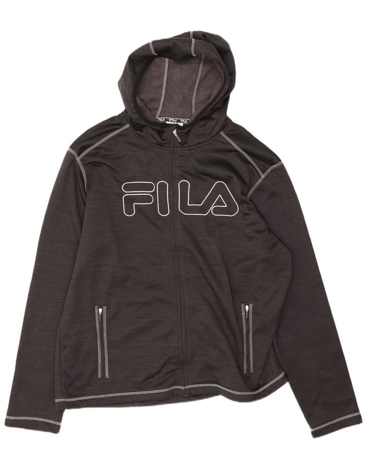 Fila Pull à capuche zippé graphique pour homme 2XL Noir Polyester