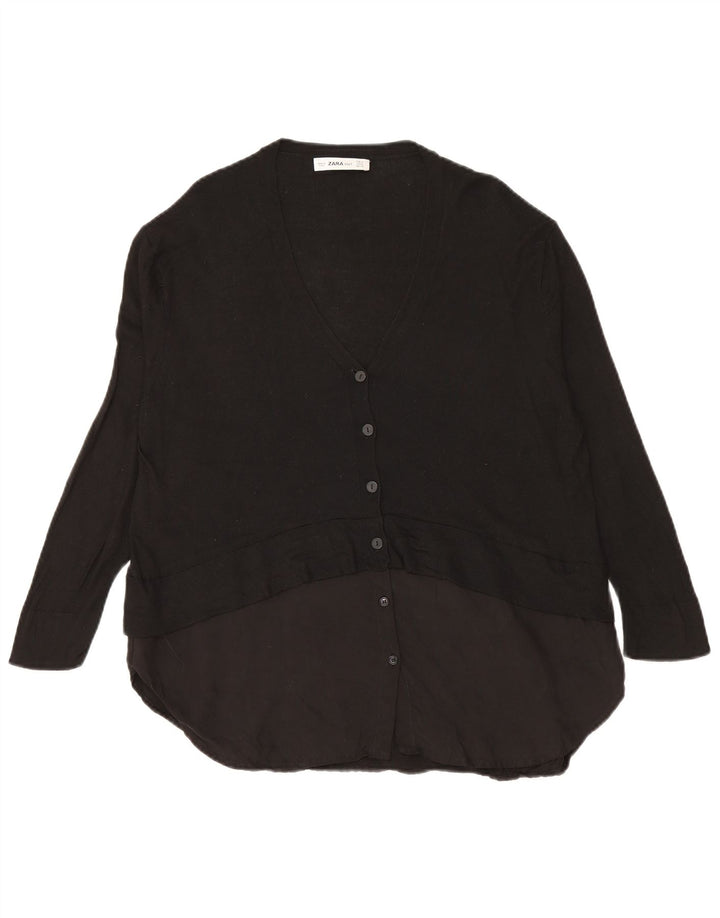 Zara Cardigan long pour femme UK 14 Noir moyen