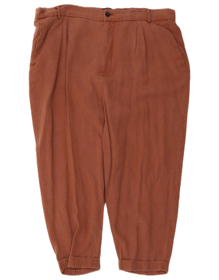 Zara Pantalon Capri Femme XL W32 L22 Marron