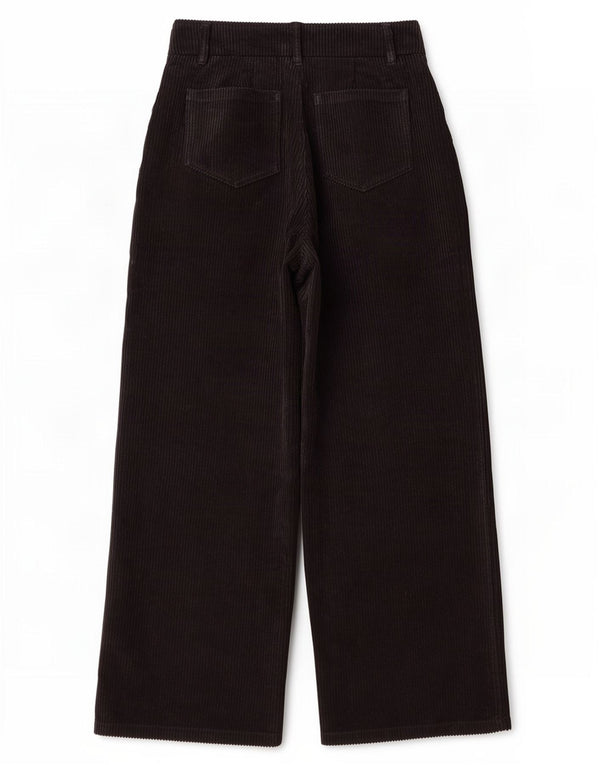 Benetton Pantalon Capri en velours côtelé à jambe large pour femme XS W24 L20 Noir Polyester