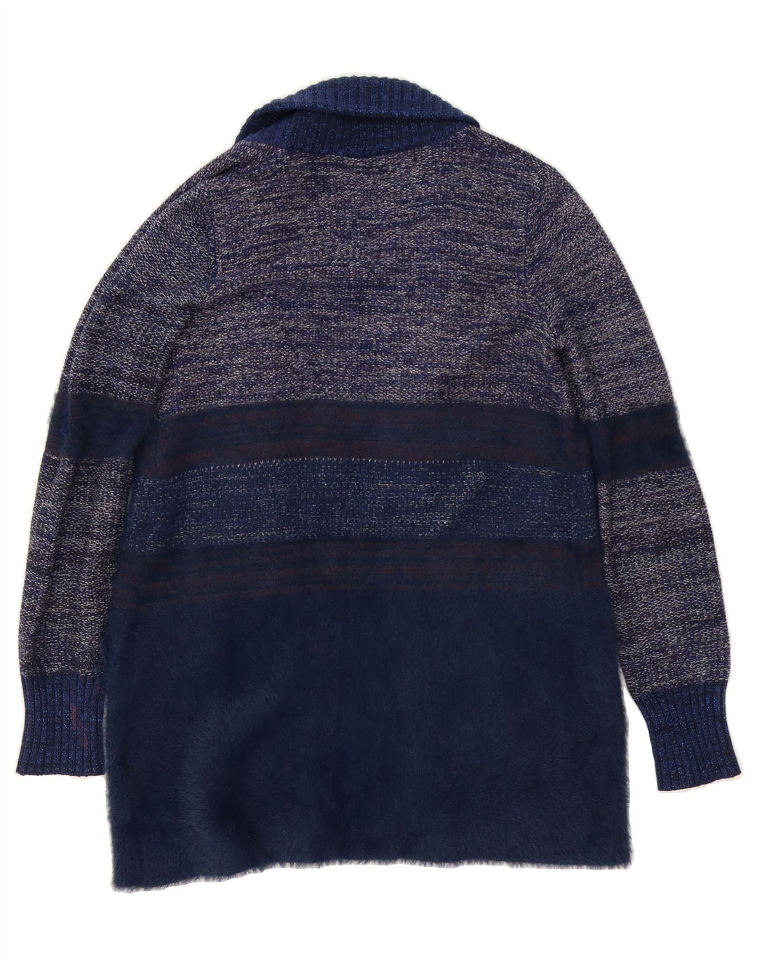 DESIGUAL Womens Cardigan Sweater UK 14 Medium Navy Blue Colourblock Vintage Desigual and Second-Hand Desigual from Messina Hembry 