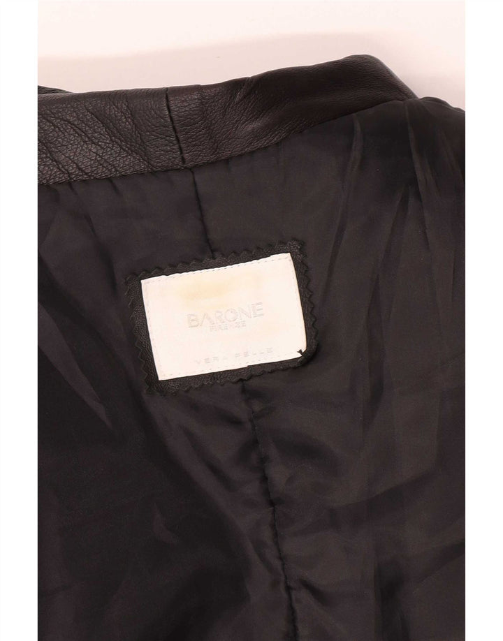 Barone Manteau en cuir pour homme UK 36 Petit Noir