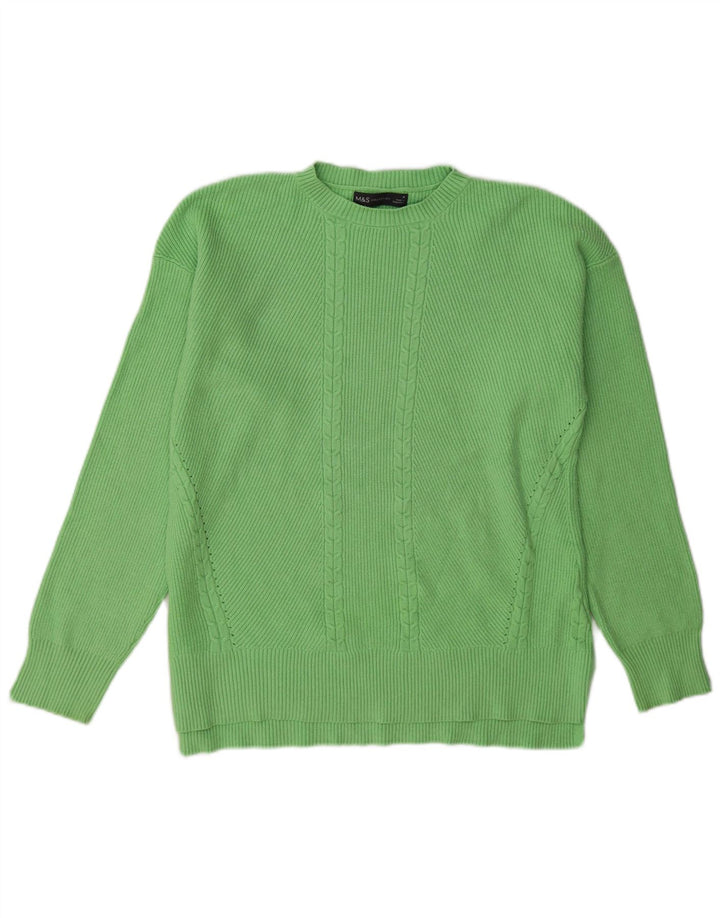 Marks & Spencer Pull à col rond pour femme UK 14 Viscose vert moyen