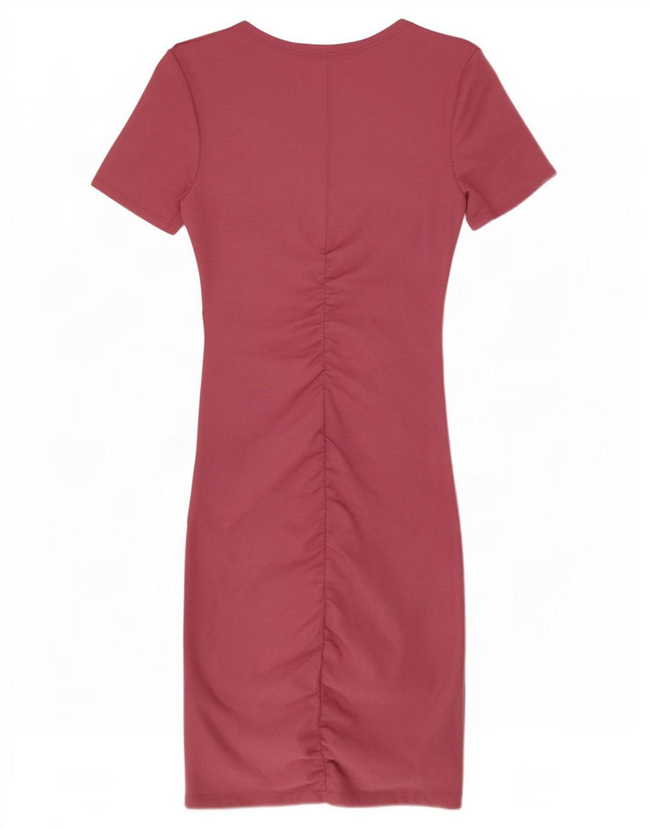 Zara Femme Robe Moulante UK 8 Petit Rose Polyester