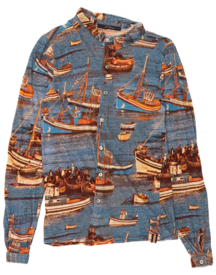 Les Copains Chemise à Motifs Abstraits IT 48 Bleu Moyen Coton