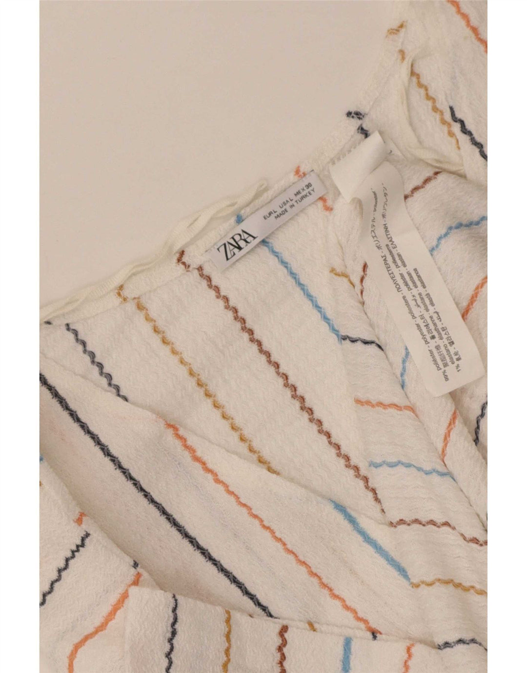 Zara Robe trapèze pour femme UK 46 Grand polyester rayé blanc