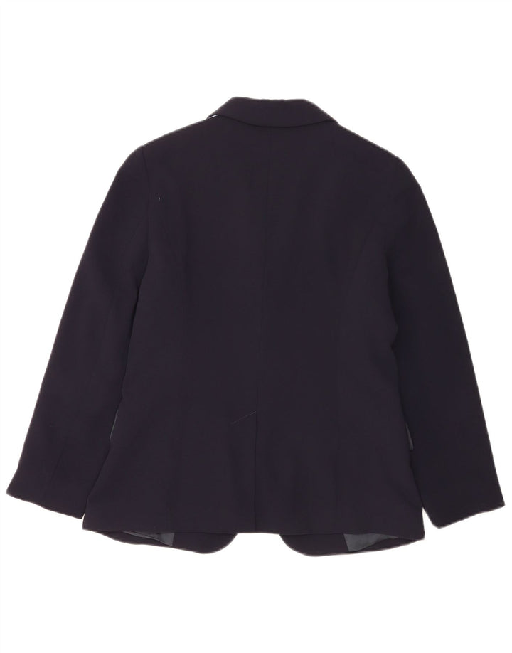 Marella Veste Blazer 2 Boutons Femme UK 8 Petit Bleu Marine Rayé Acétate