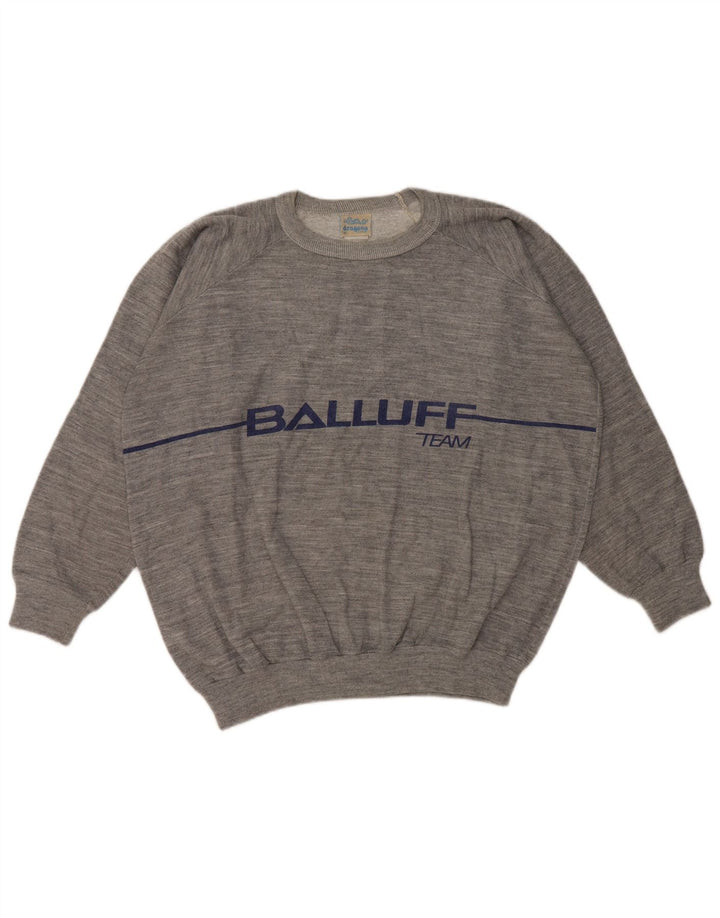 vintage Mens Graphic Sweatshirt Jumper Moyen Gris Moucheté Coton