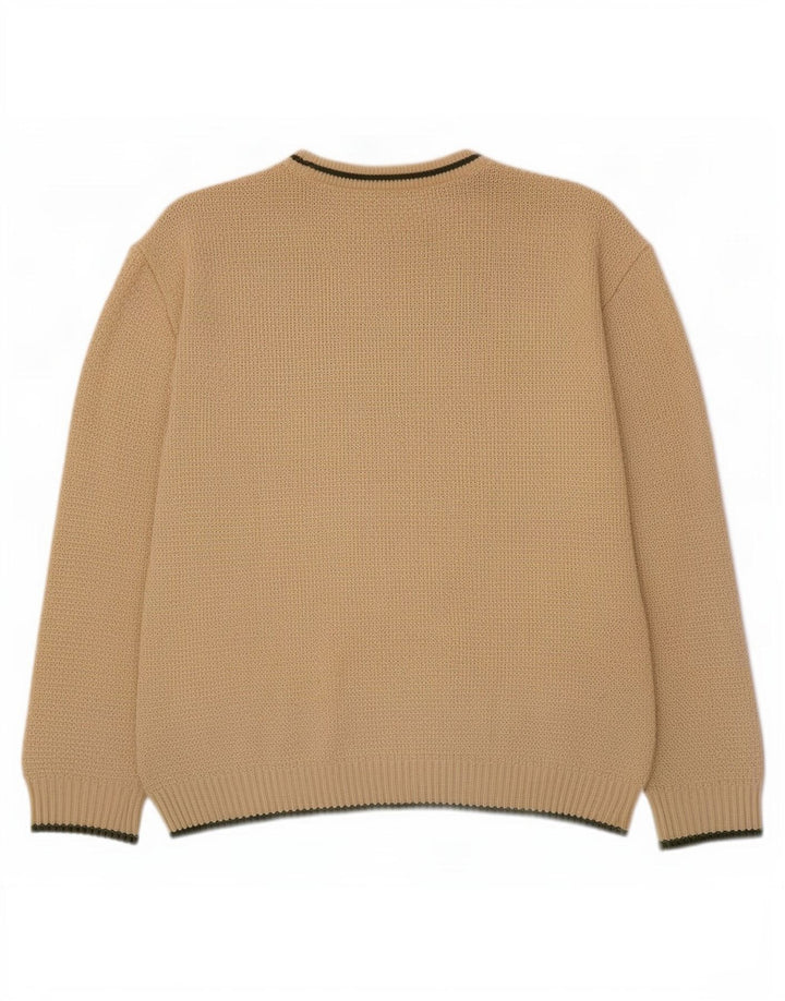 vintage Mens Crew Neck Jumper Pull Petit Beige