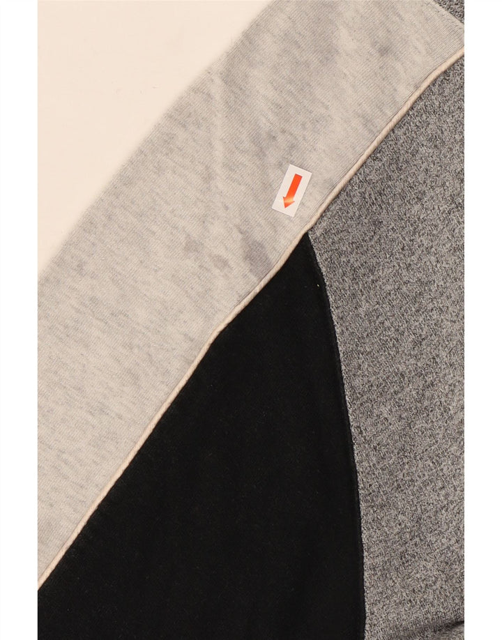 CHAMPION Sweat-shirt à col zippé pour homme, grand, gris, color block, en coton