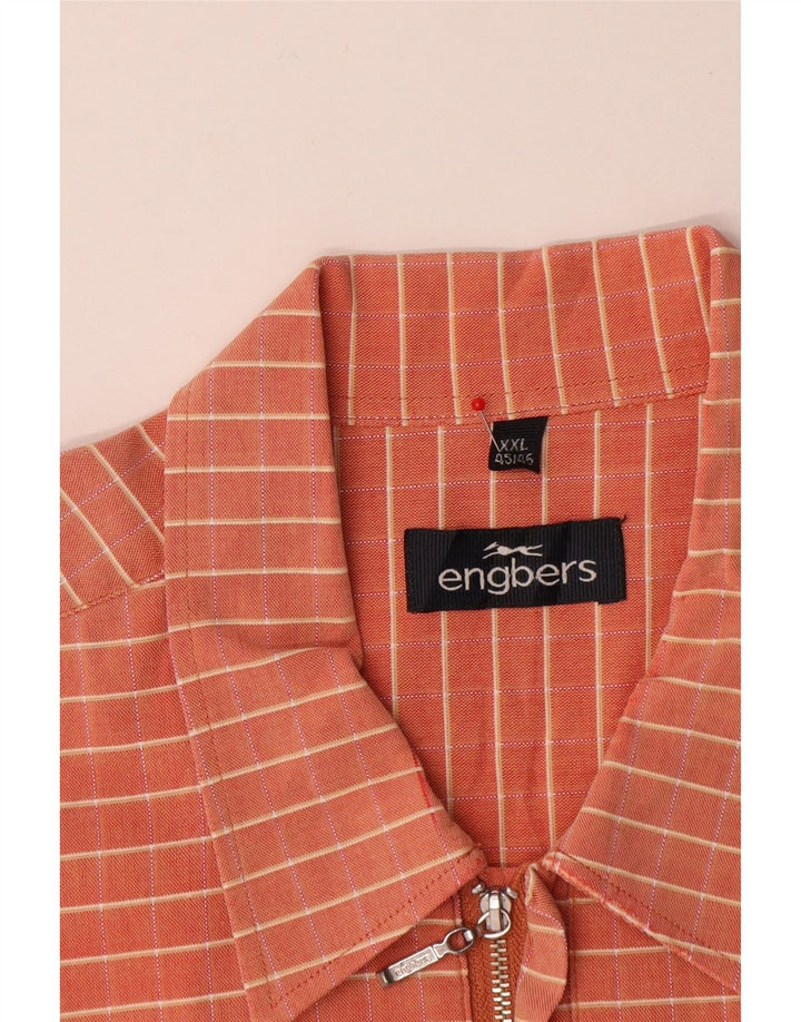 ENGBERS Chemise pull à manches courtes pour homme Taille 45/46 2XL Orange Check