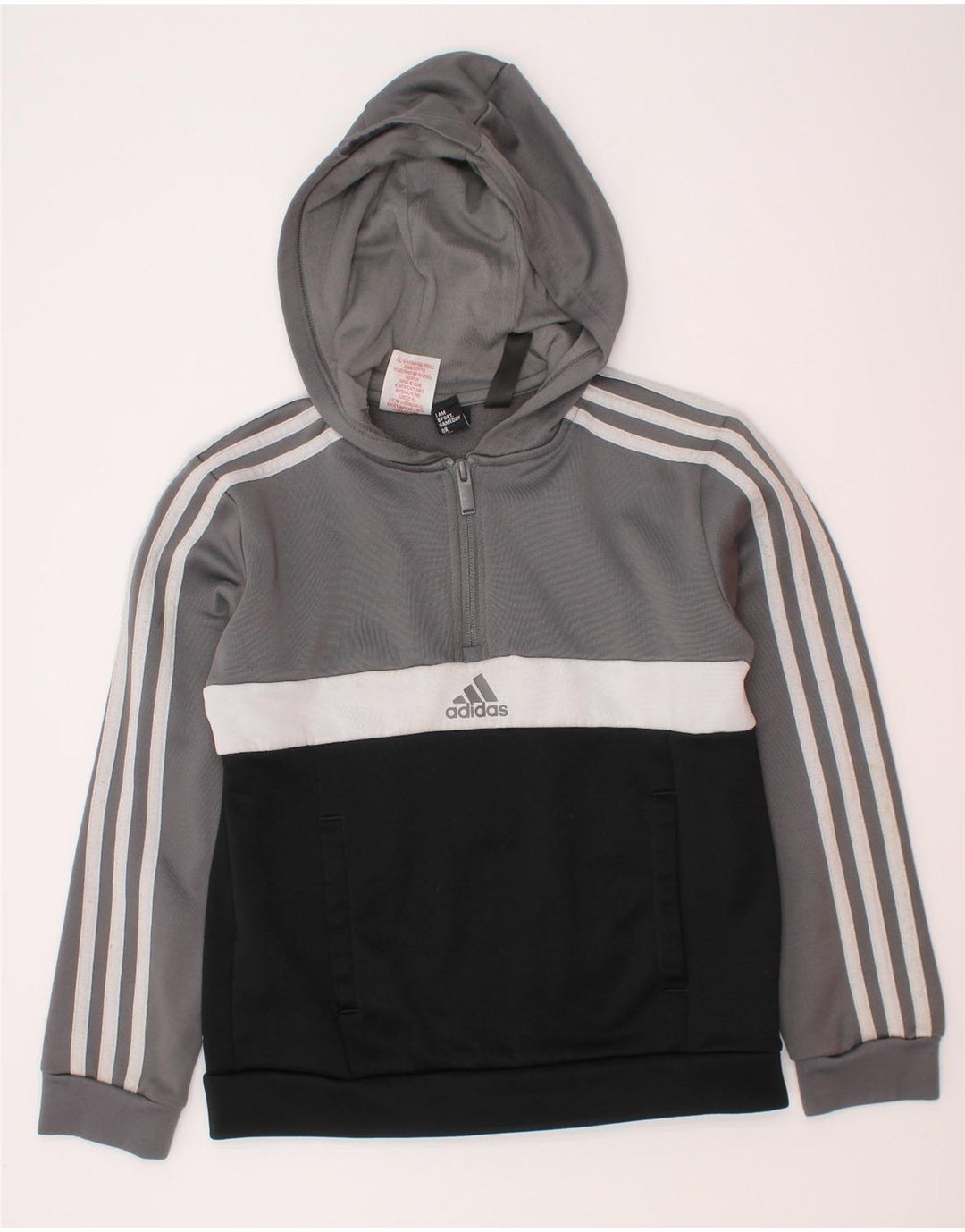 Adidas Pull à capuche garçon 9-10 ans Gris Colorblock Polyester