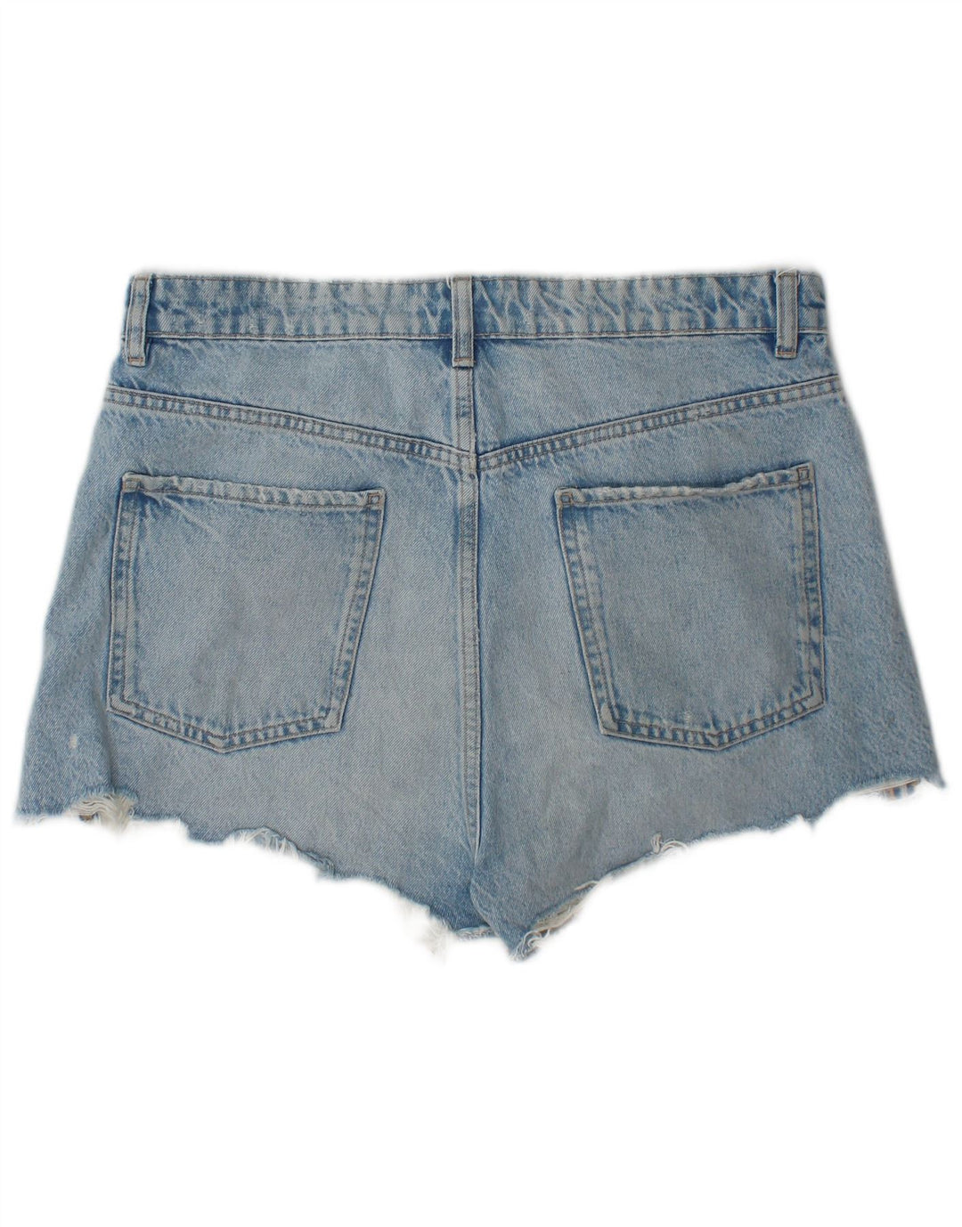 Zara Short en jean vieilli pour femme EU 44 XL W34 Bleu