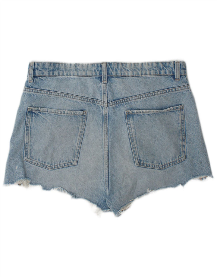 Zara Short en jean vieilli pour femme EU 44 XL W34 Bleu