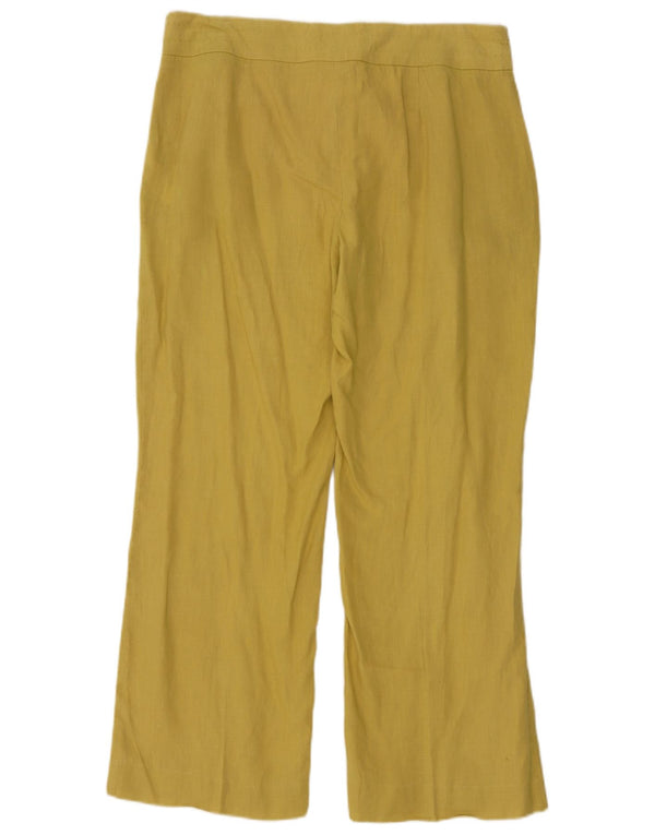 Zara Pantalon décontracté à jambe large pour femme XL W32 L30 Lin jaune