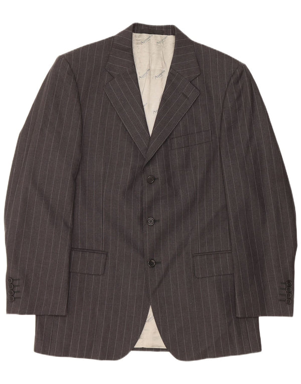 Aquascutum Veste Blazer 3 Boutons pour Homme UK 40 Grande Laine à Rayures Grises
