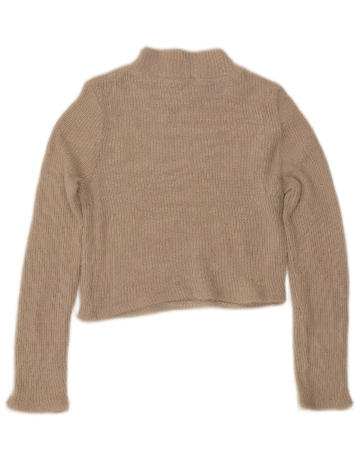 ZARA Pull court à col roulé pour femme UK 12 Medium Off White