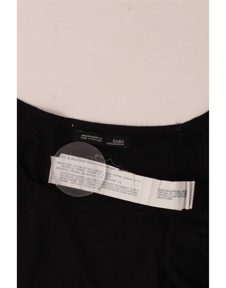 Zara Womens Graphic T-Shirt Top UK 12 Coton Noir Moyen