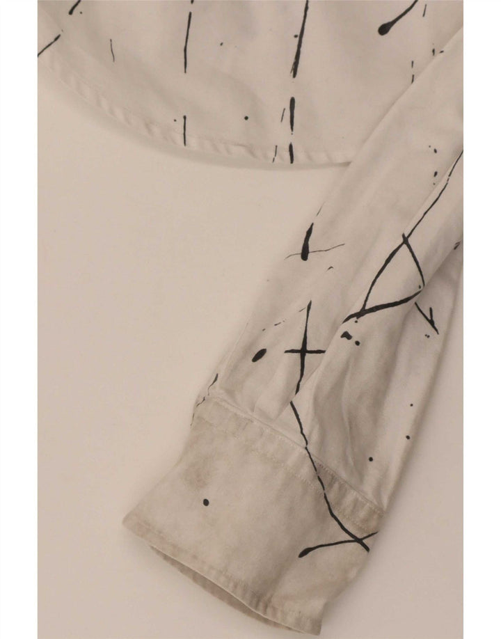 Ralph Lauren Chemise décontractée à motif abstrait pour femme US 6 Blanc moyen