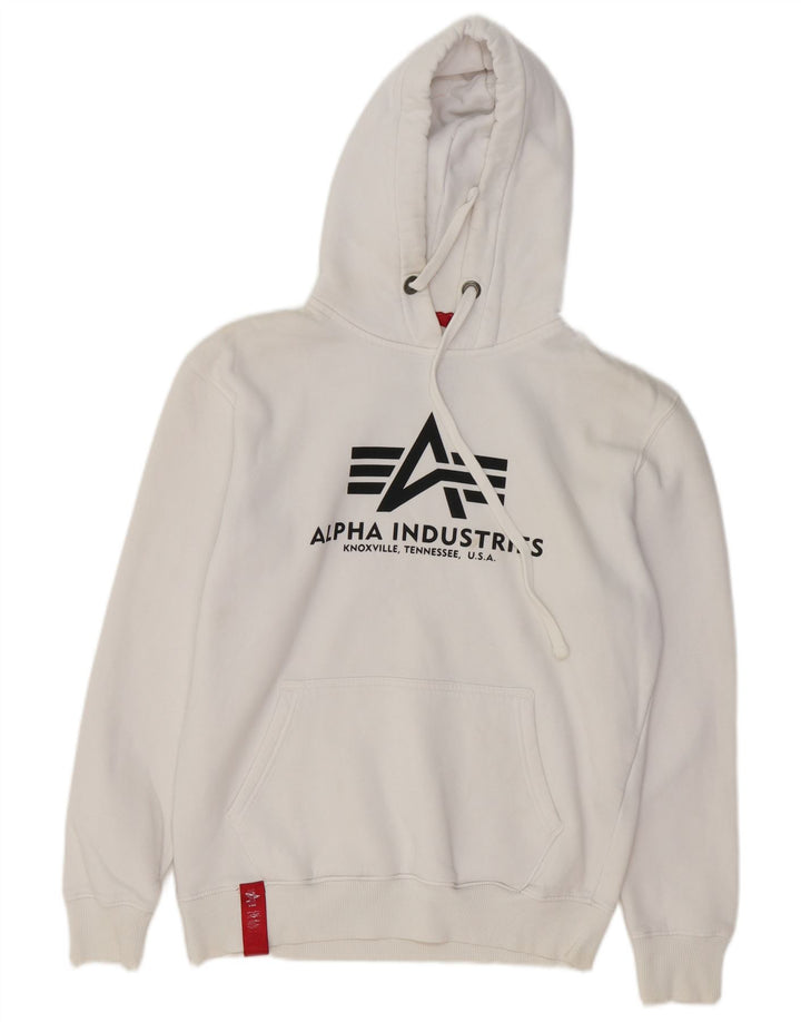 ALPHA INDUSTRIES Pull à capuche graphique pour homme en coton blanc moyen