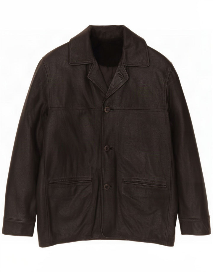 Forester Veste blazer en cuir à 3 boutons pour homme IT 48 Noir moyen