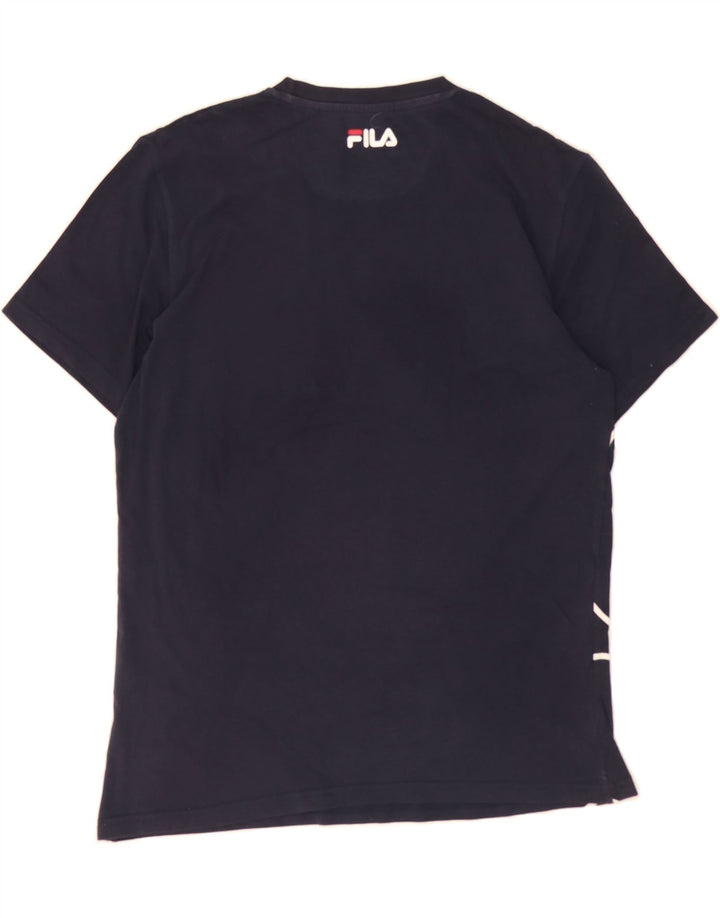 FILA Mens Graphic T-Shirt Top Small Navy Blue Cotton Vintage Fila and Second-Hand Fila from Messina Hembry 