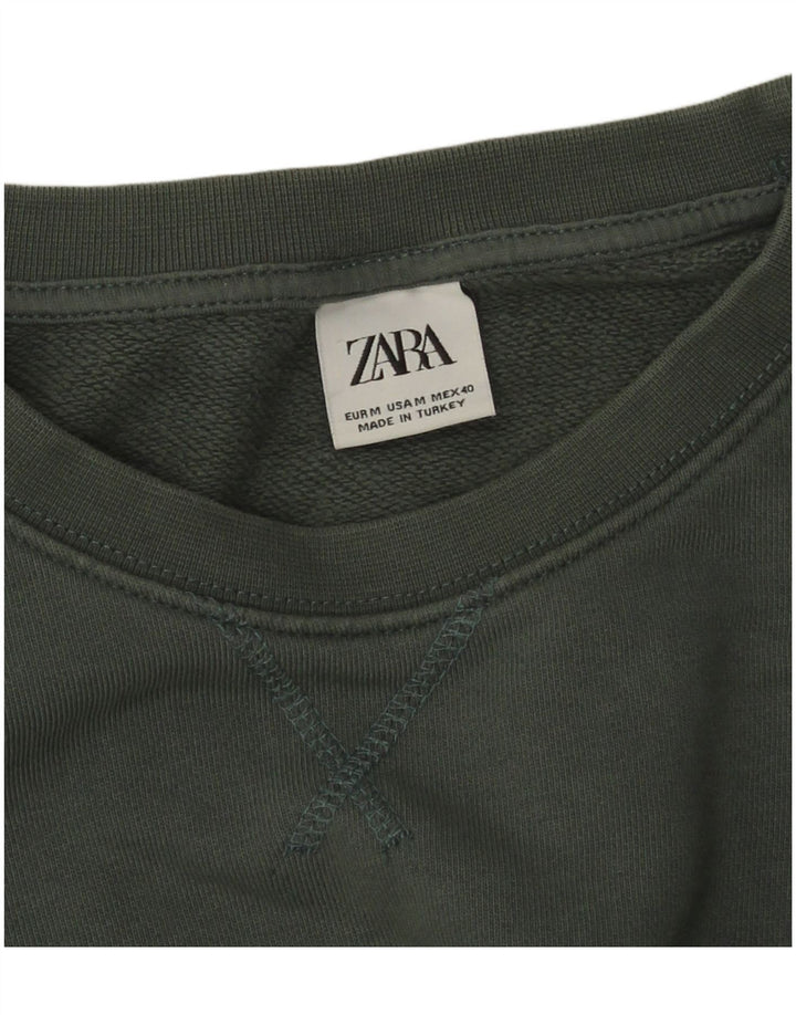 Pull Sweatshirt Zara Homme Vert Moyen