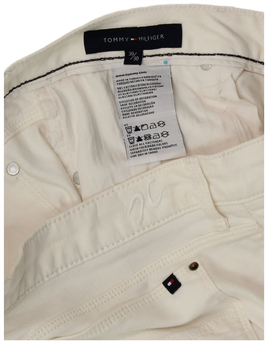 TOMMY HILFIGER Jean Bootcut Femme W30 L30 Coton Blanc