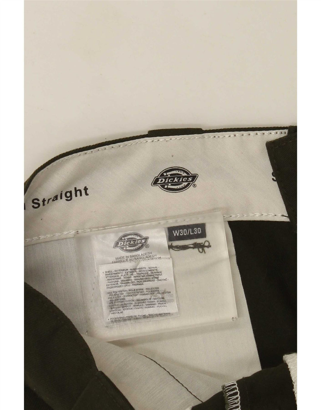 Dickies Pantalon Chino Droit Homme W30 L30 Vert Polyester