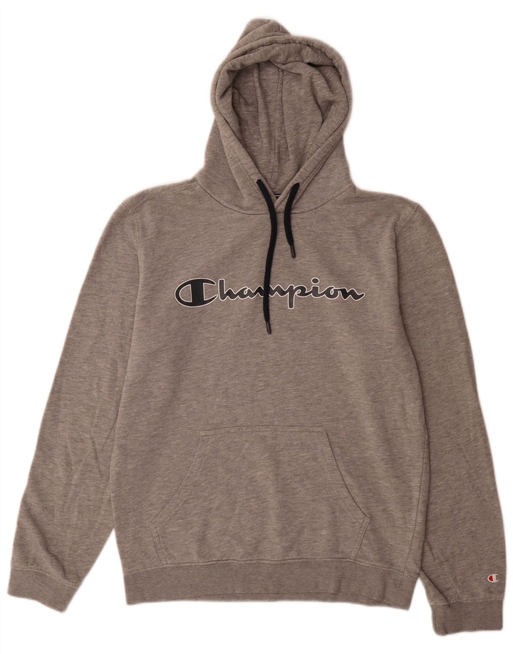Champion Pull à Capuche Graphique Homme Gris Moyen Moucheté Coton