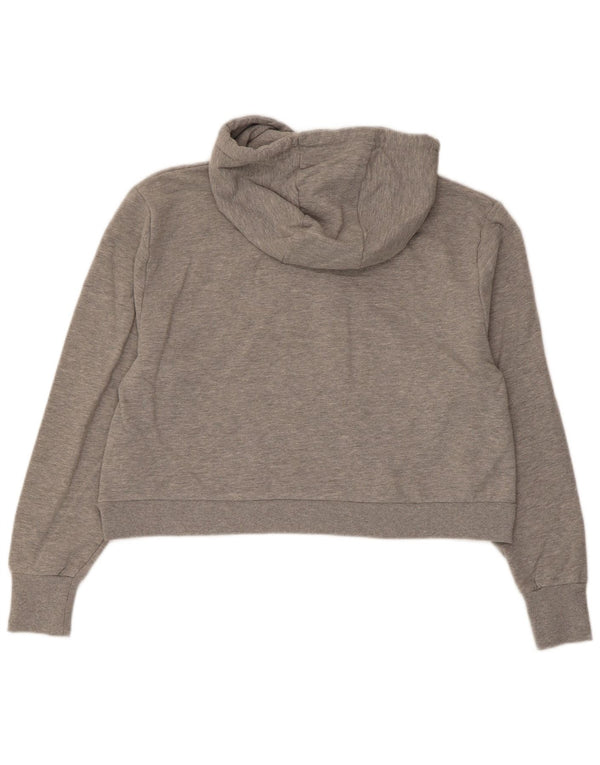 Ellesse Pull à capuche court graphique surdimensionné pour femme UK 10 Petit coton gris