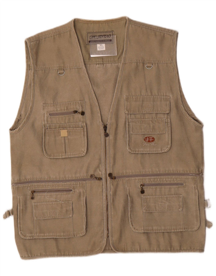 Jintao Gilet utilitaire pour homme UK 42 XL Kaki Polyester
