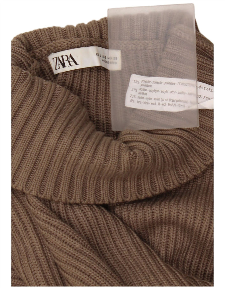 Zara Pull surdimensionné à col roulé pour femme UK 10 Petit Marron