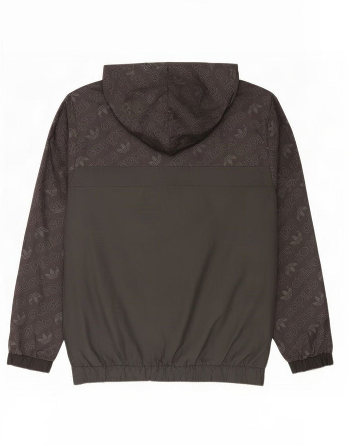 Adidas Veste réversible à capuche graphique pour homme UK 40 Large Noir Polyester