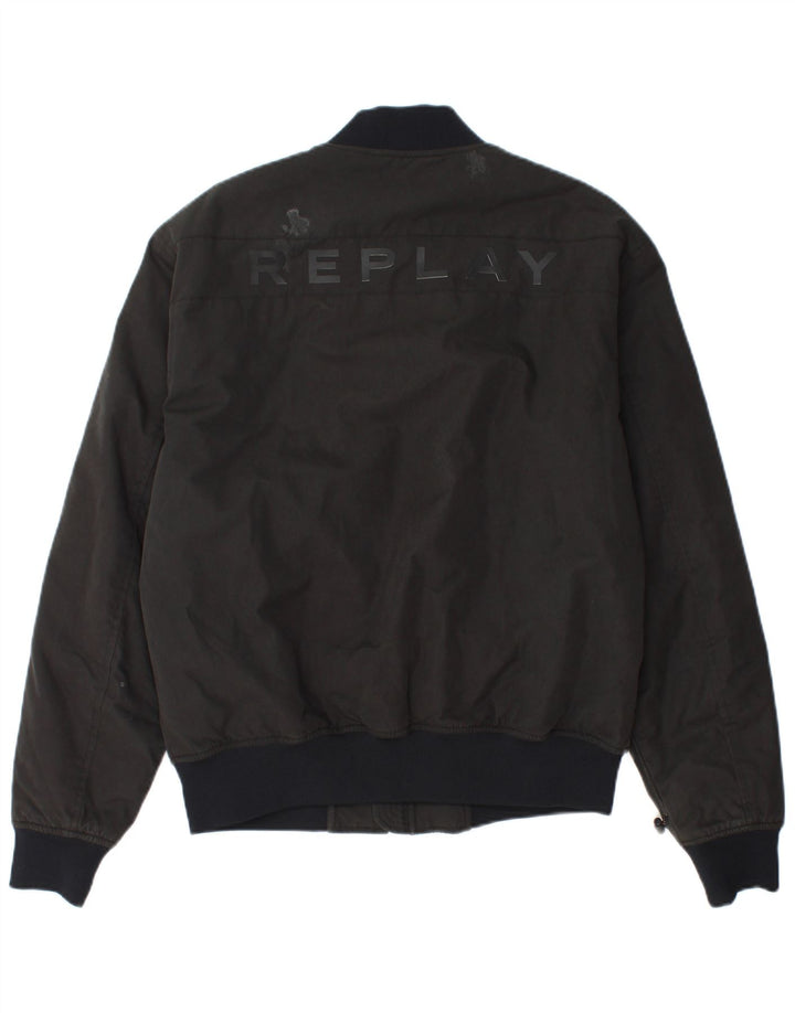 Replay Veste Bomber Graphique Homme UK 38 Gris Moyen Coton Colorblock
