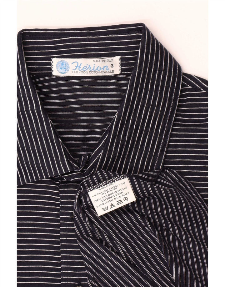 Herion Polo Homme Bleu Marine Moyen En Coton À Fines Rayures