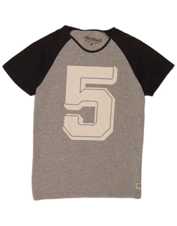 Jack & Jones T-Shirt Graphique Homme Gris XL Coton Colorblock