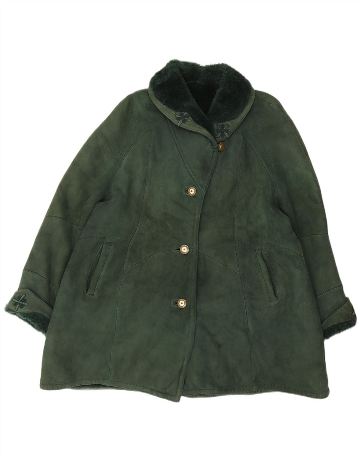 Manteau Oversize Femme Shearling IT 44 Vert Moyen