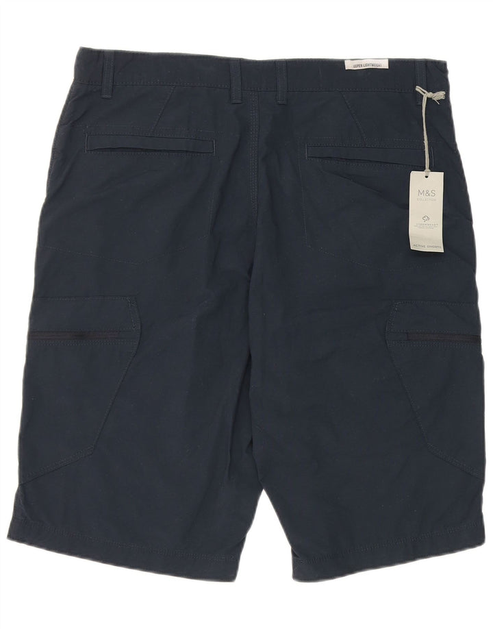 Marks & Spencer Pantalon Cargo Homme W34 Large Bleu Marine Coton