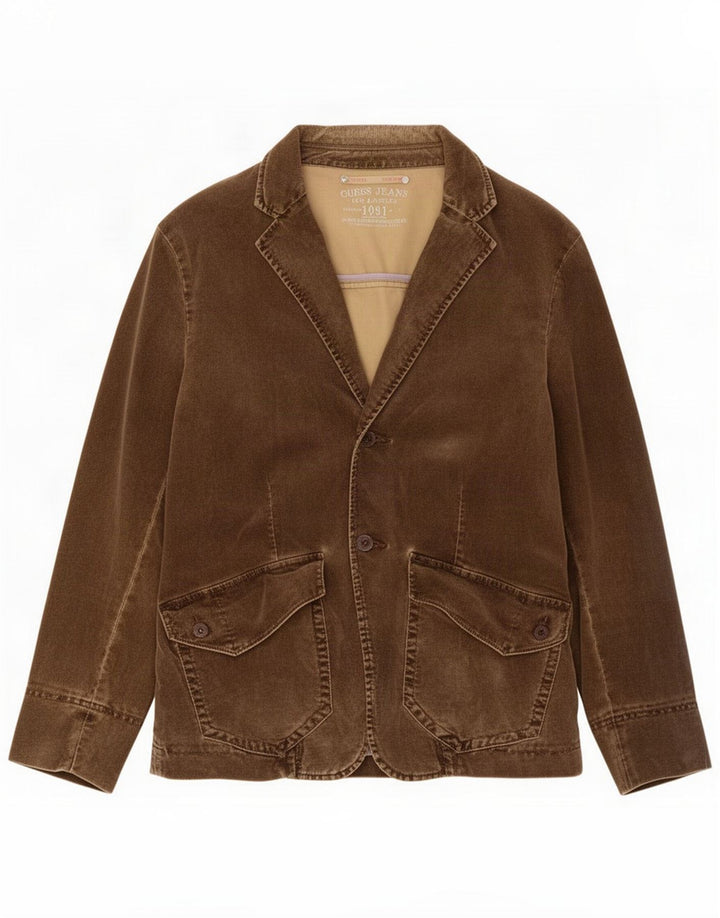 Guess Veste blazer à 2 boutons pour homme UK 38 Coton marron moyen