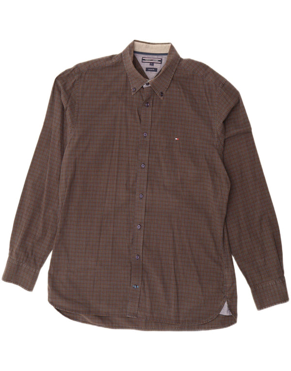 Tommy Hilfiger Chemise sur mesure pour homme en coton à carreaux marron