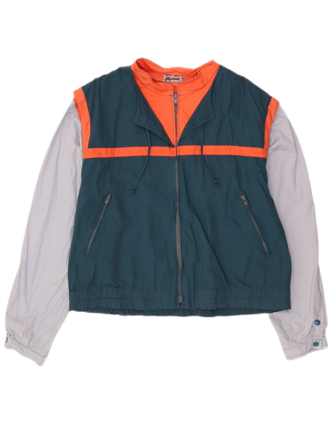 VINTAGE Veste Bomber Femme UK 18 XL Vert Colourblock