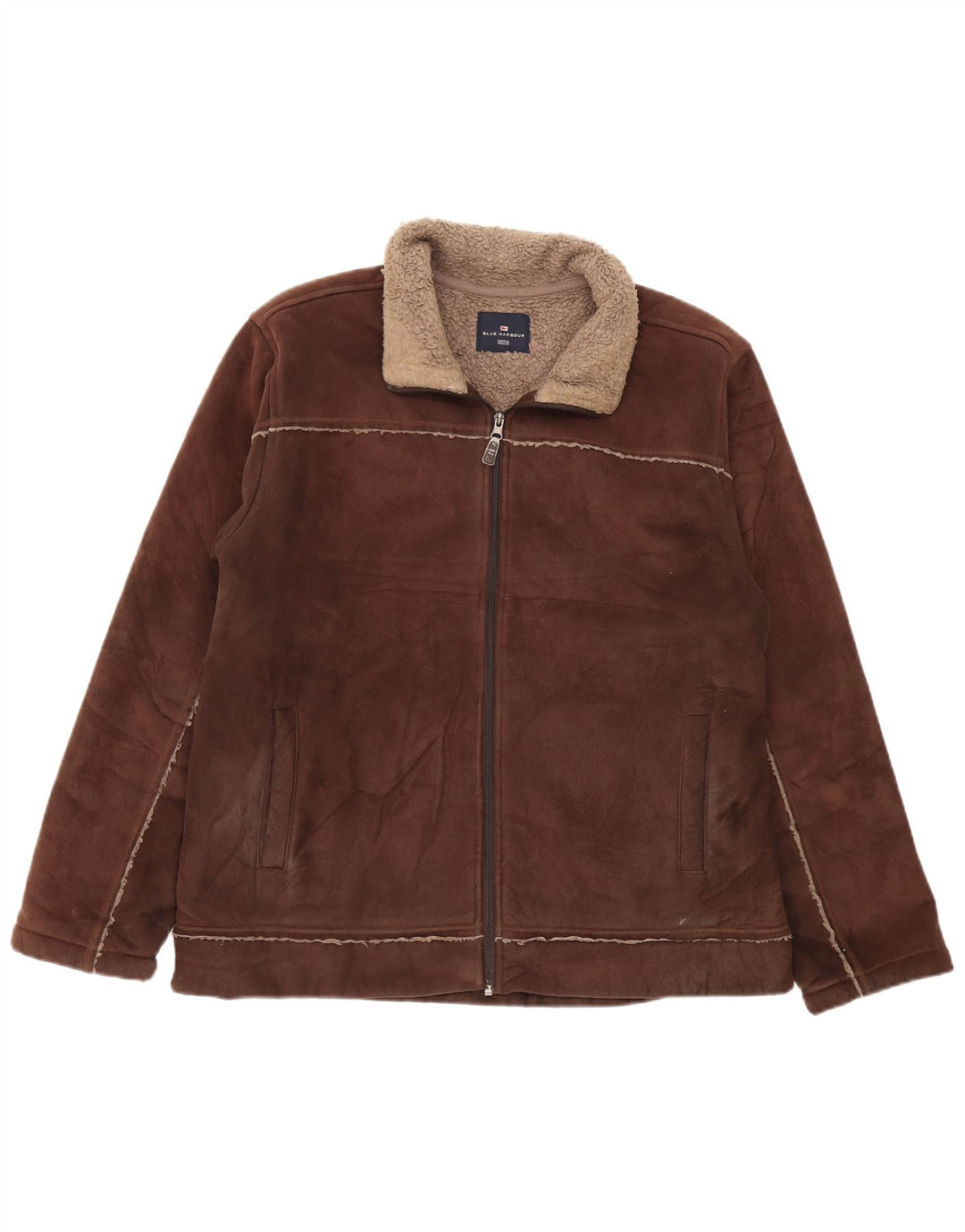 MARKS & SPENCER Veste Sherpa Homme UK 41/43 Large Marron Polyester